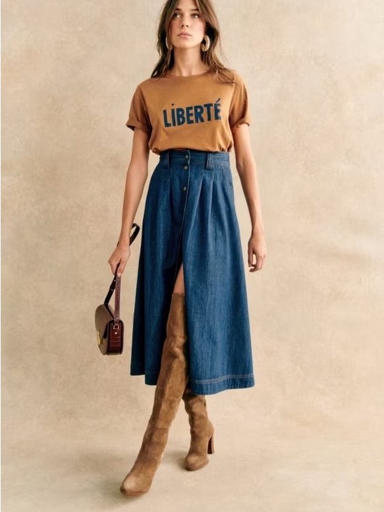 Sezane Dresses & Skirts - Sezane clarine denim midi skirt